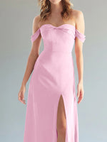 Off-the-Shoulder Slit Bridesmaid Dress 