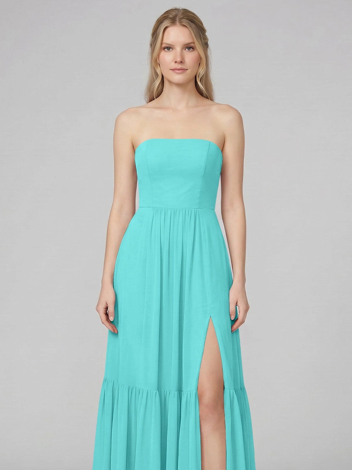Strapless Bridesmaid Dress with Slit 