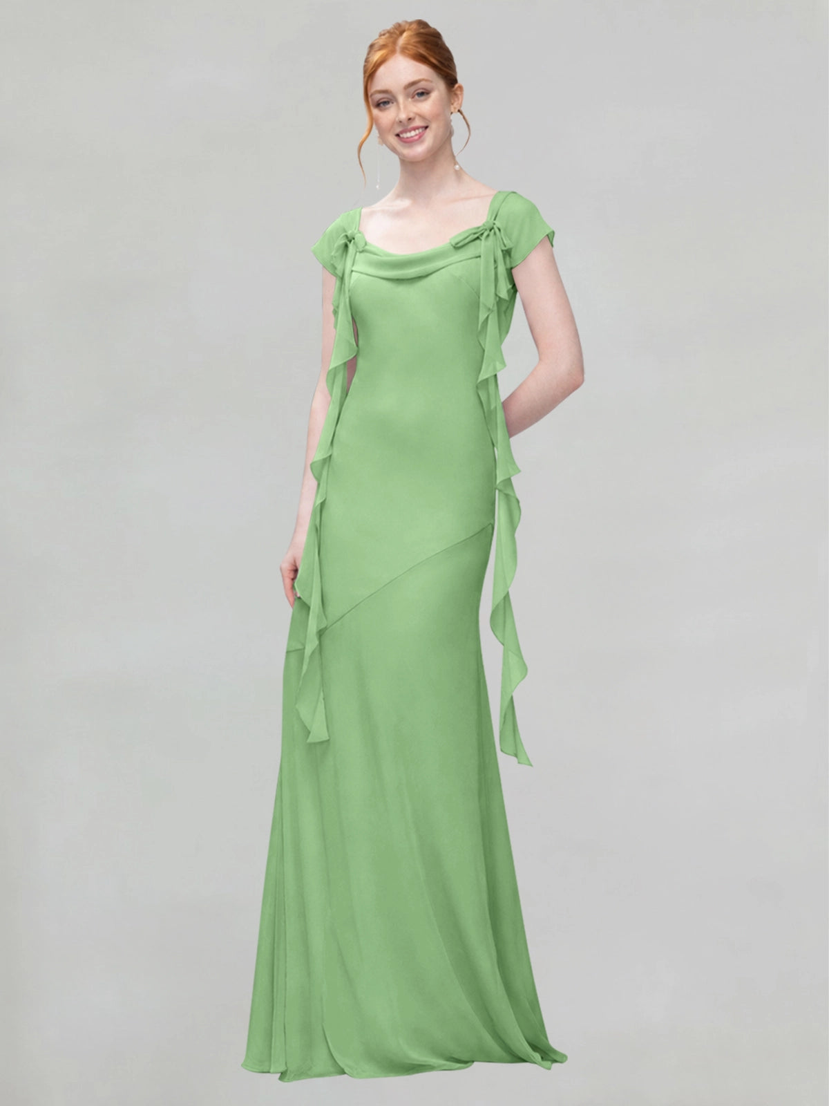 Flowy Ruffle Sheath Bridesmaid Dress 