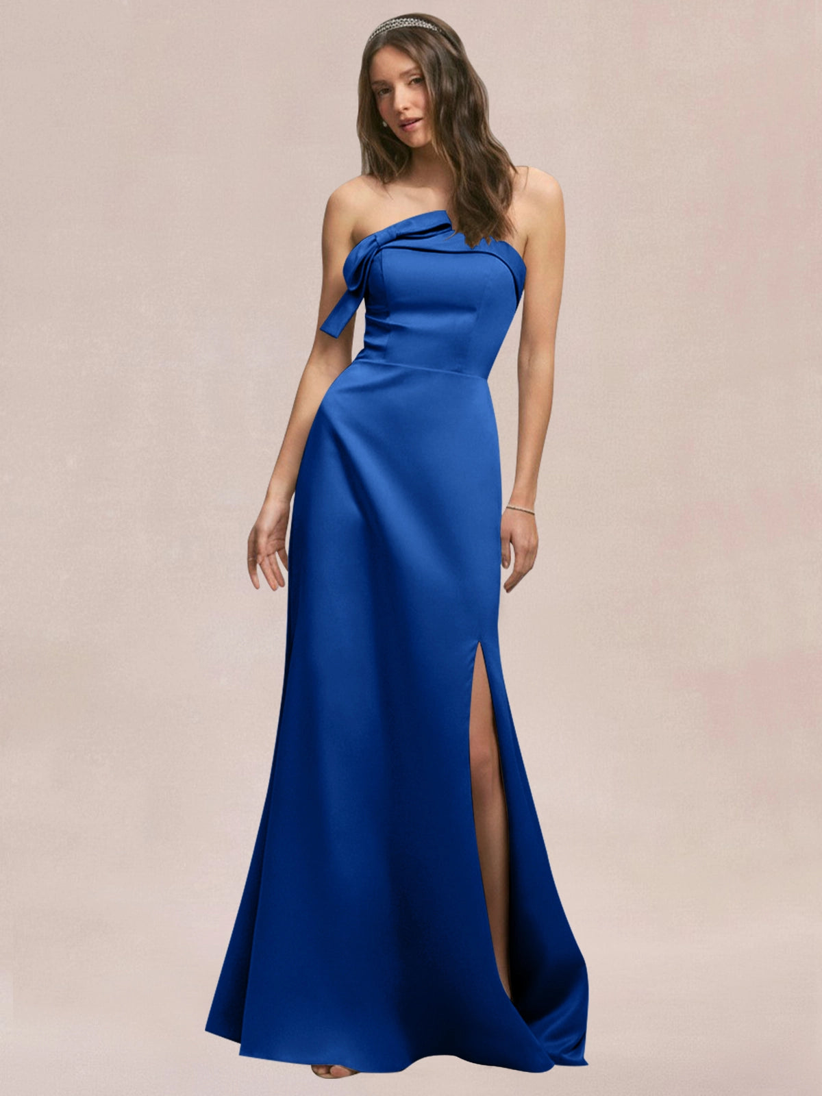 Satin Bow Accent Bridesmaid Dress 
