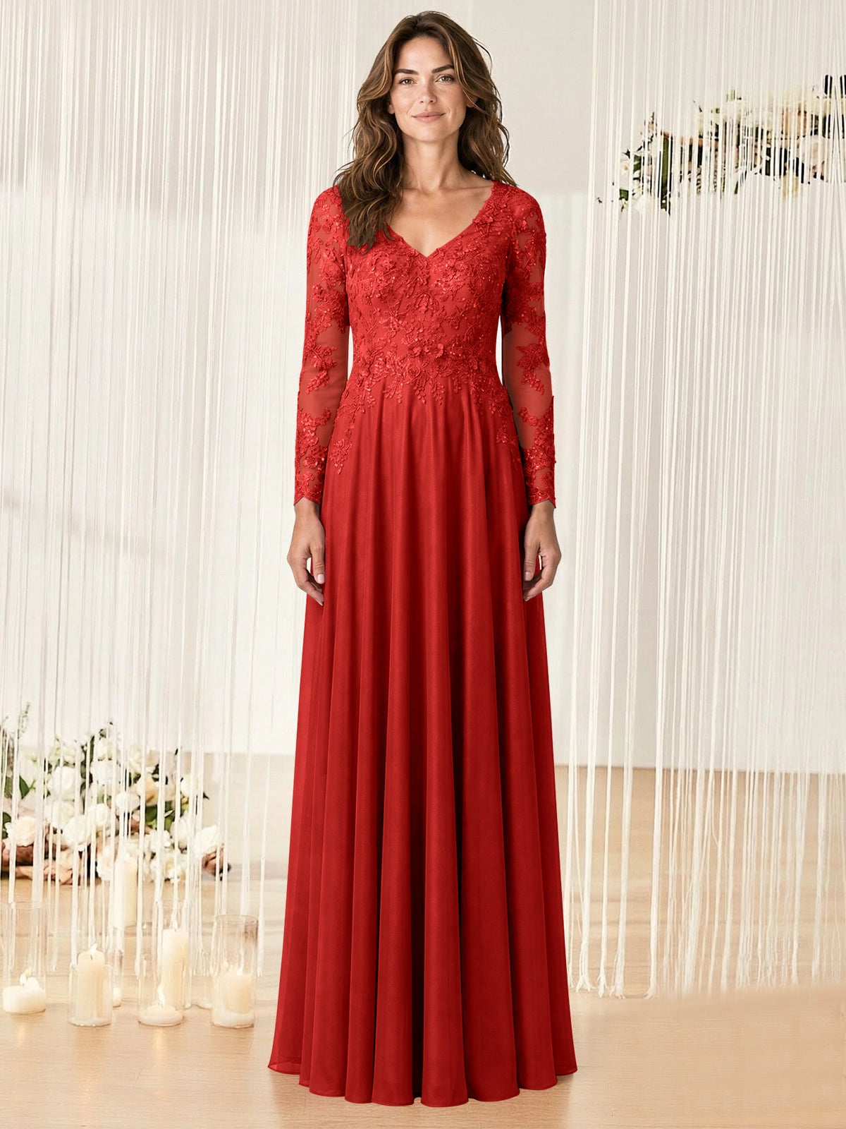 A-line Mother of the Bride Dress with Appliques