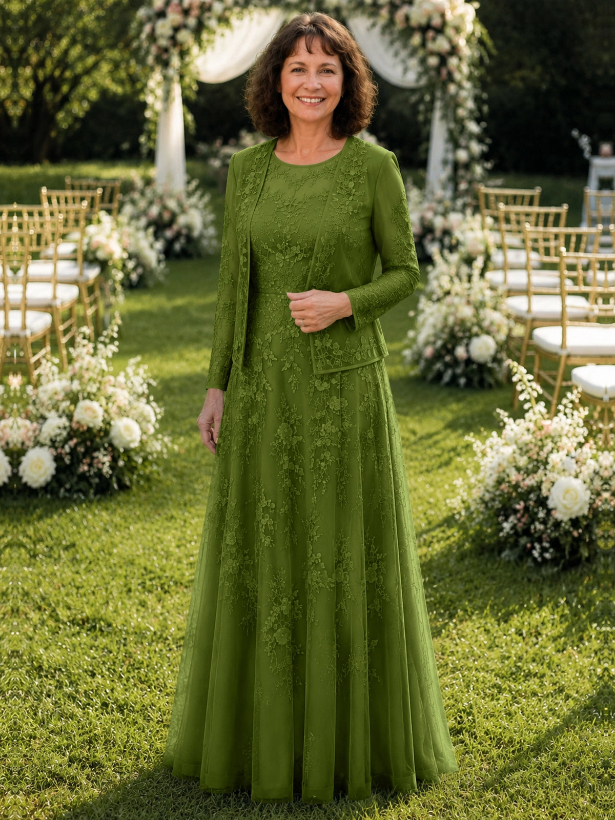 A-line Mother of the Bride Dress with Lace 