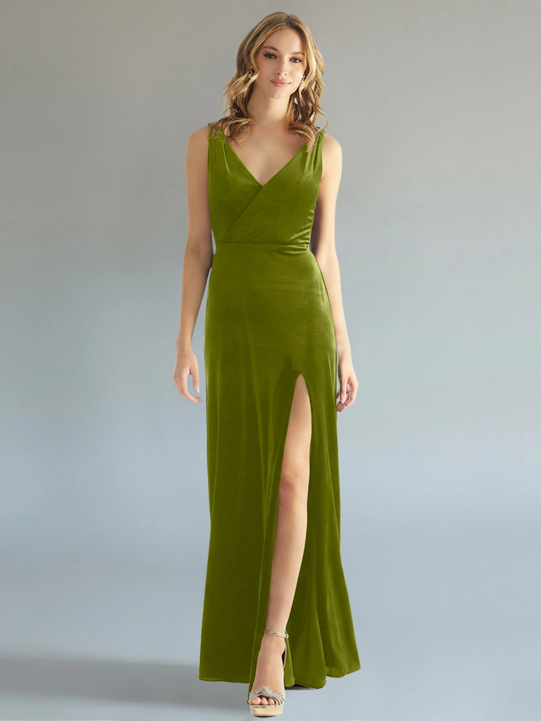 Velvet Bridesmaid Dress with Slit 