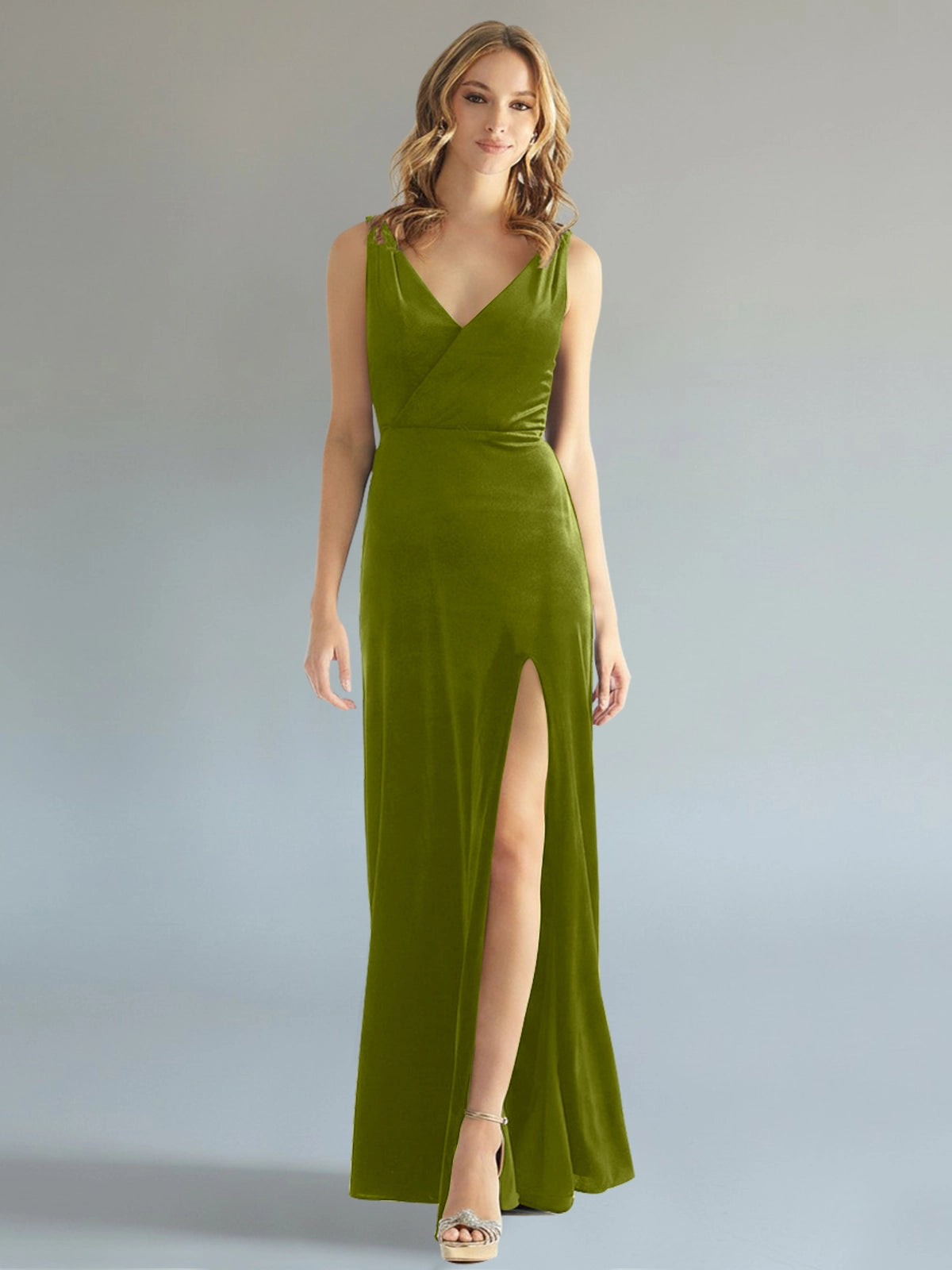 Velvet Bridesmaid Dress with Slit 