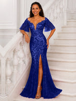 Mermaid Mother of the Bride Dress with V-neck 