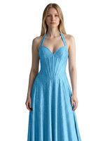 Halter Beaded Prom Dress 