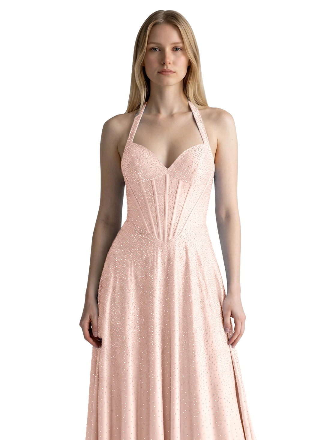 Halter Beaded Prom Dress 