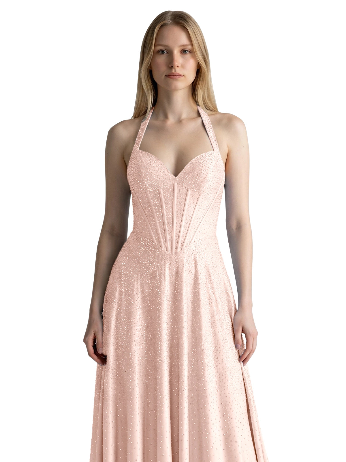 Halter Beaded Prom Dress 