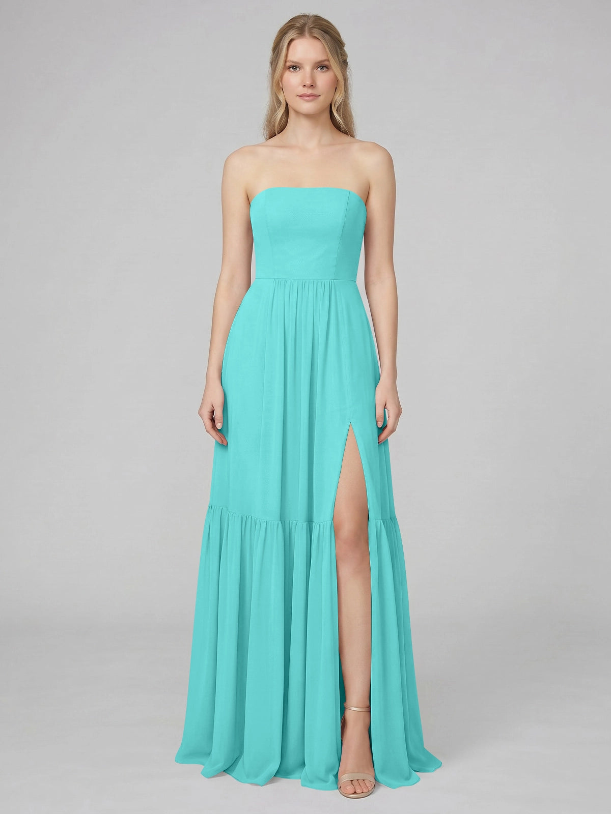 Strapless Bridesmaid Dress with Slit 