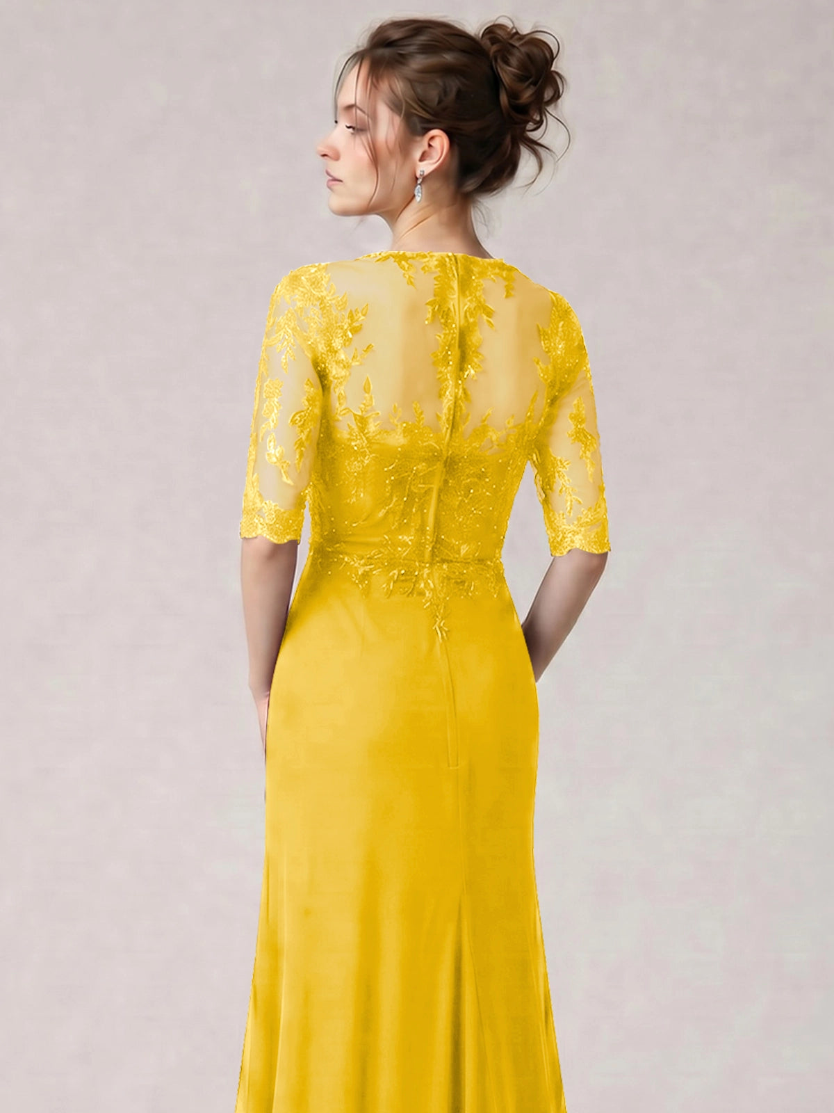 Lace Mother of the Bride Dress with Half Sleeves