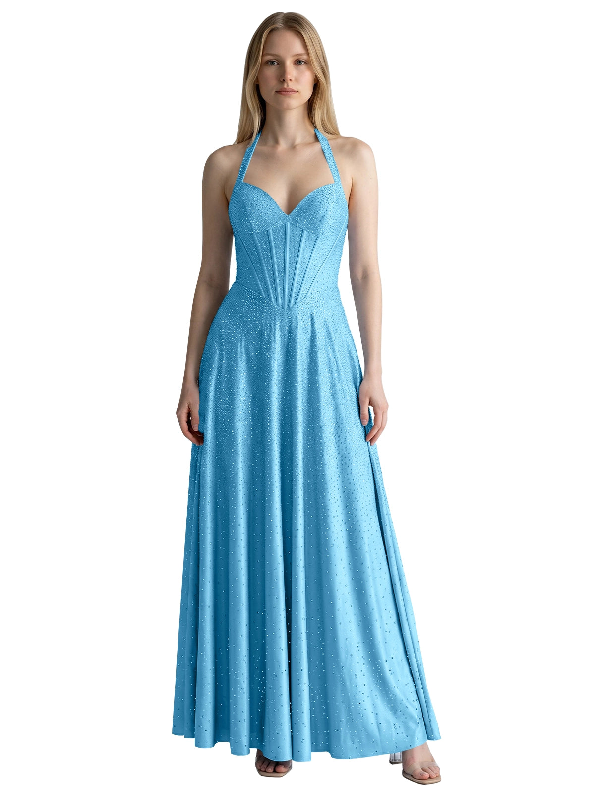 Halter Beaded Prom Dress 