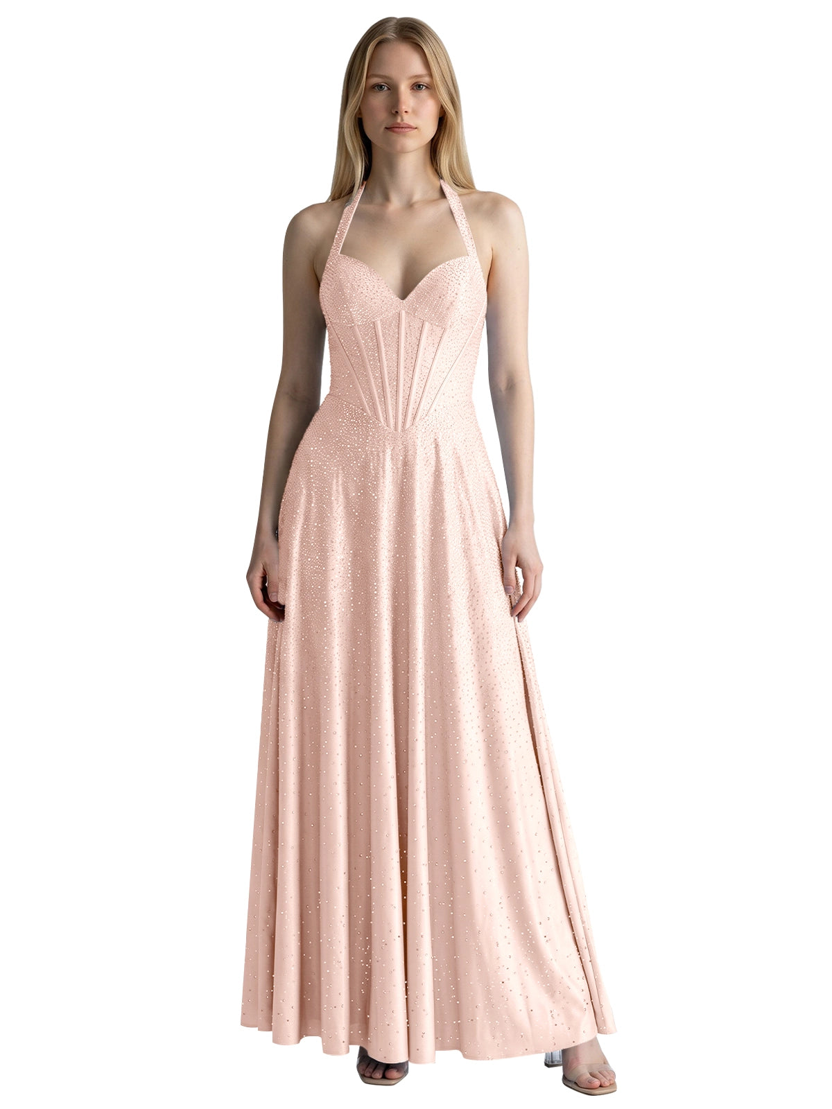 Halter Beaded Prom Dress 