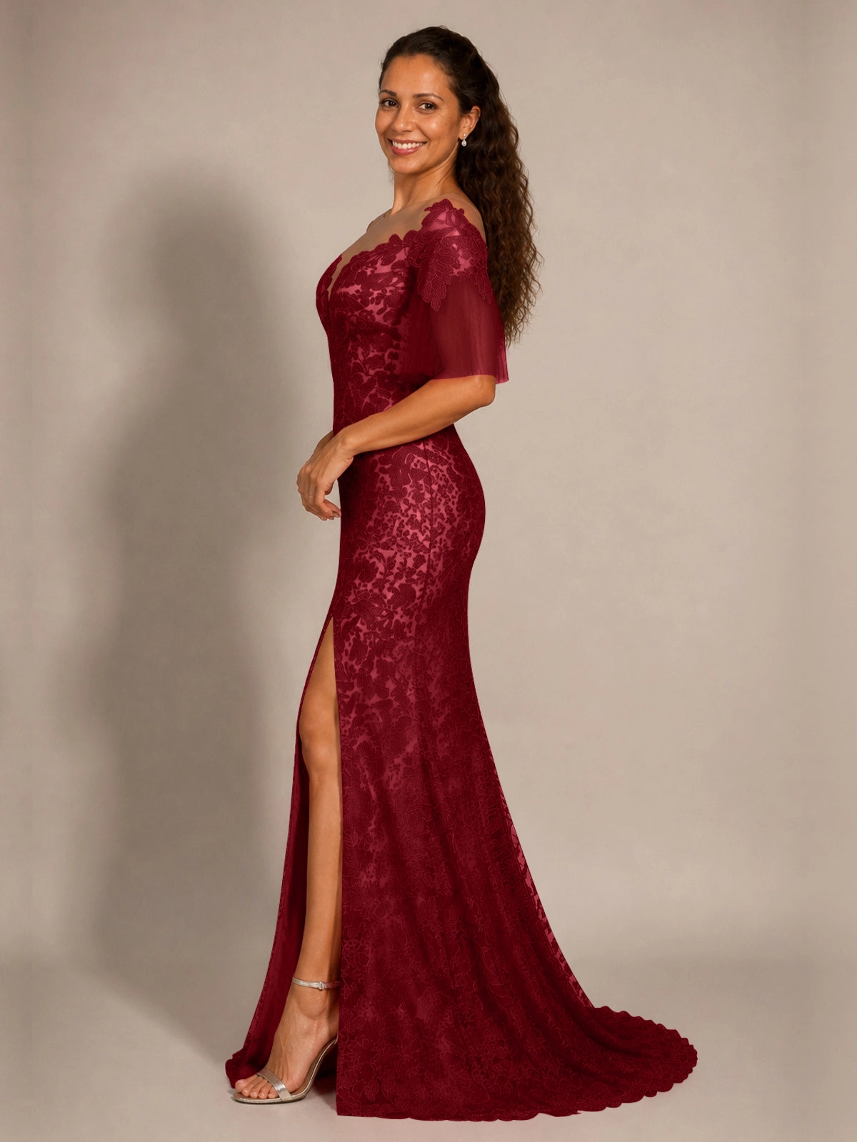 Mermaid Mother of the Bride Dress with V-neck 