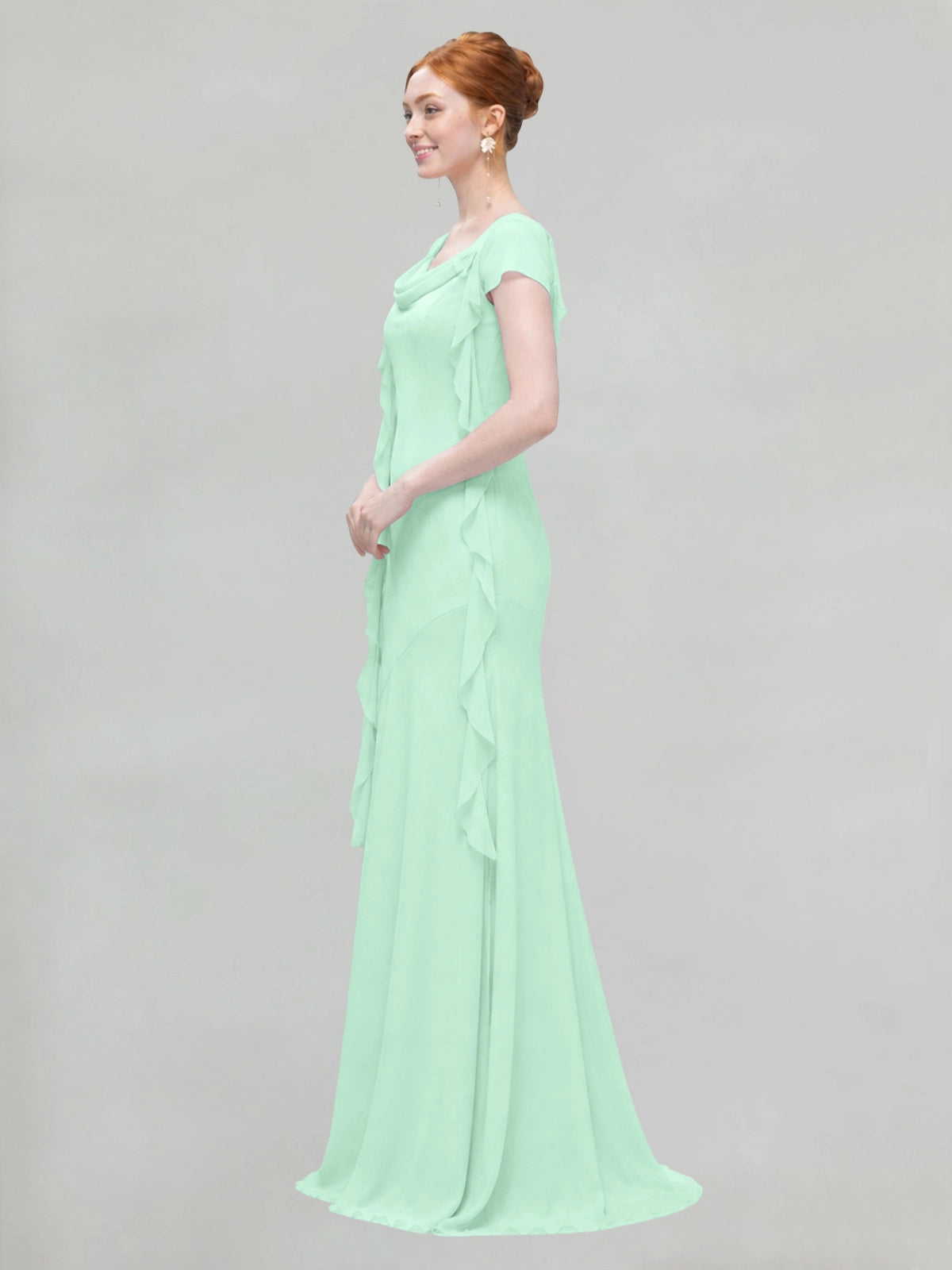 Flowy Ruffle Sheath Bridesmaid Dress 