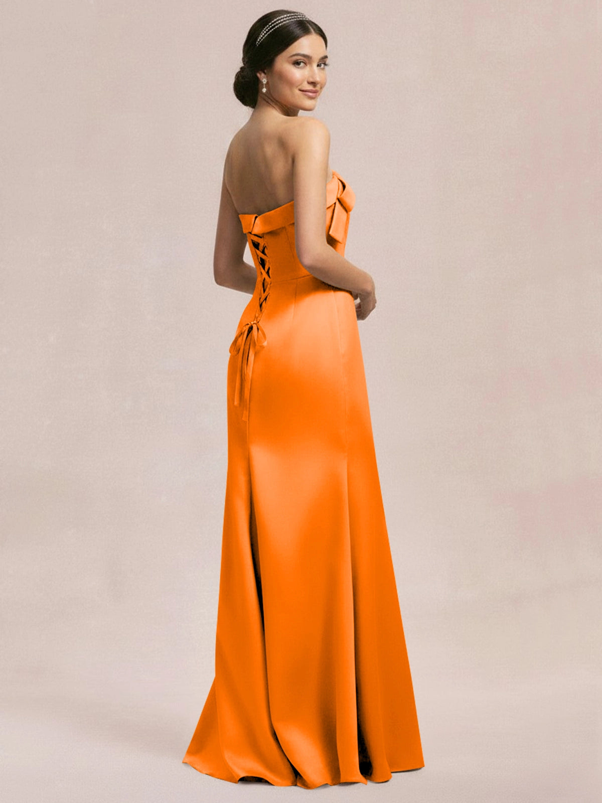Satin Bow Accent Bridesmaid Dress 