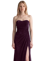 Velvet Prom Dress with Beaded Applique 