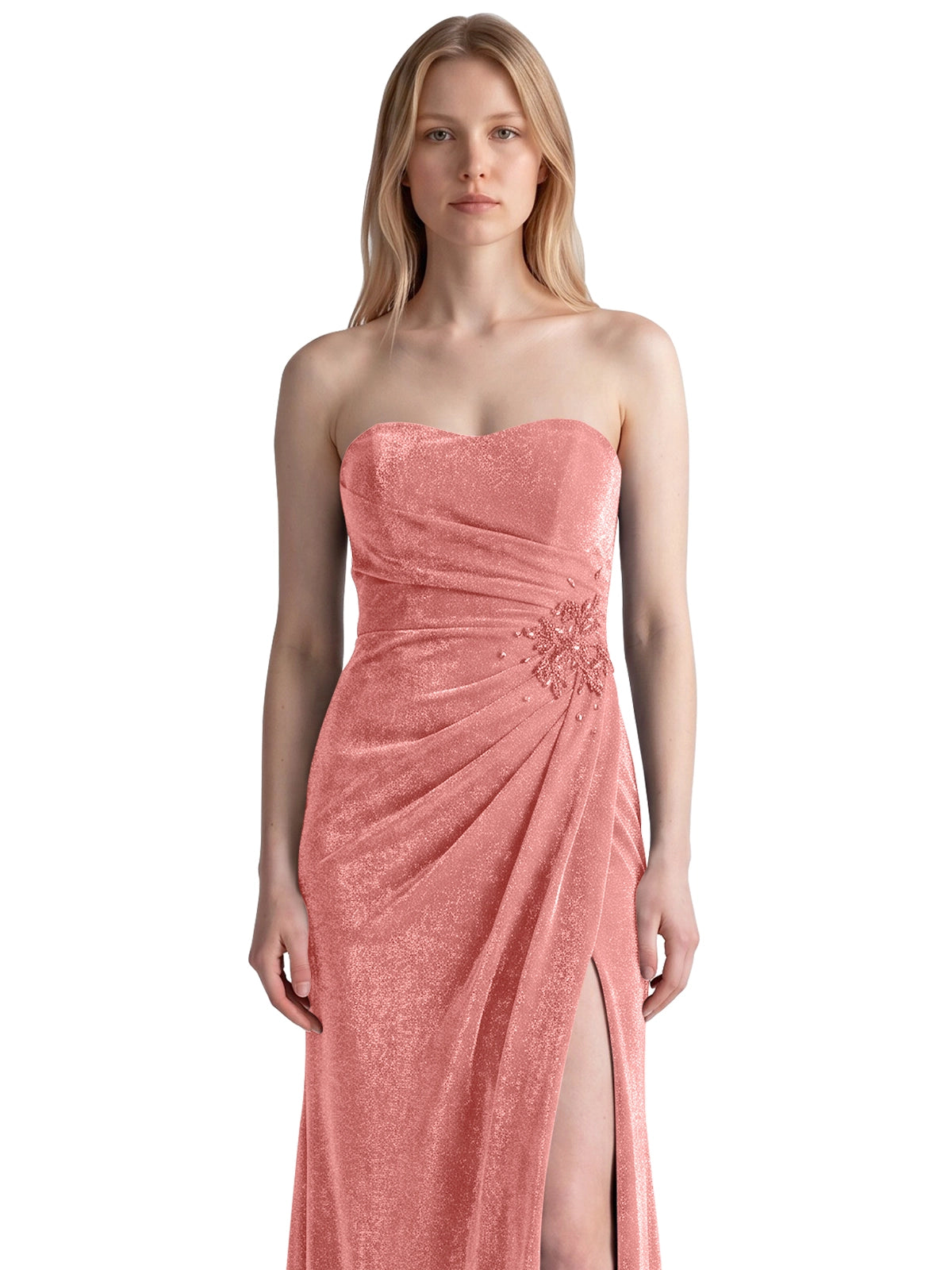 Velvet Prom Dress with Beaded Applique 