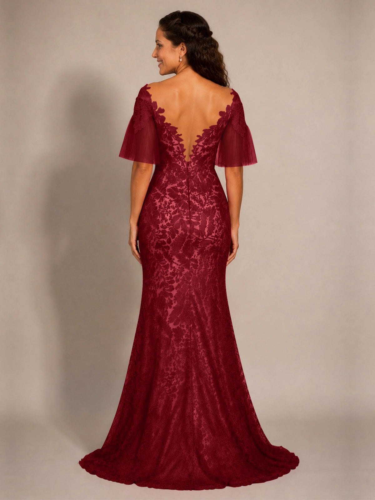 Mermaid Mother of the Bride Dress with V-neck 