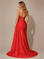 Silk-like Prom Dress with Appliques