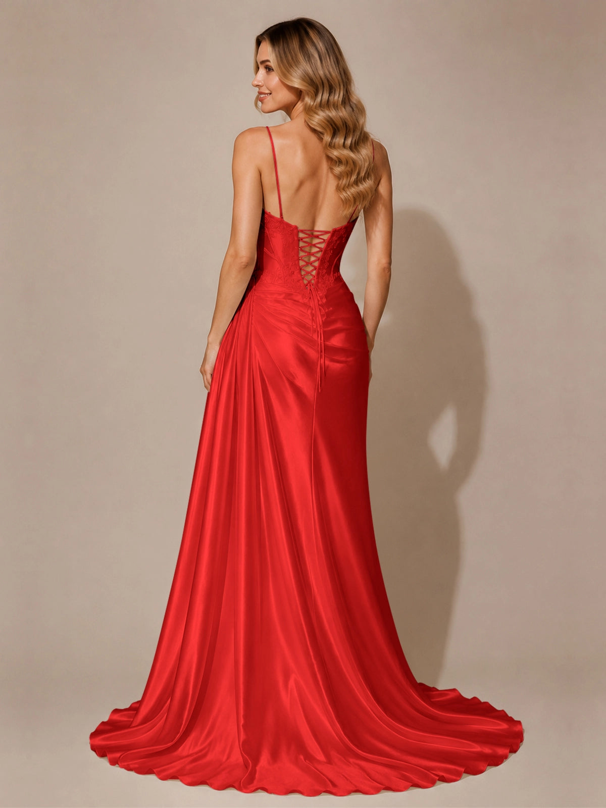 Silk-like Prom Dress with Appliques