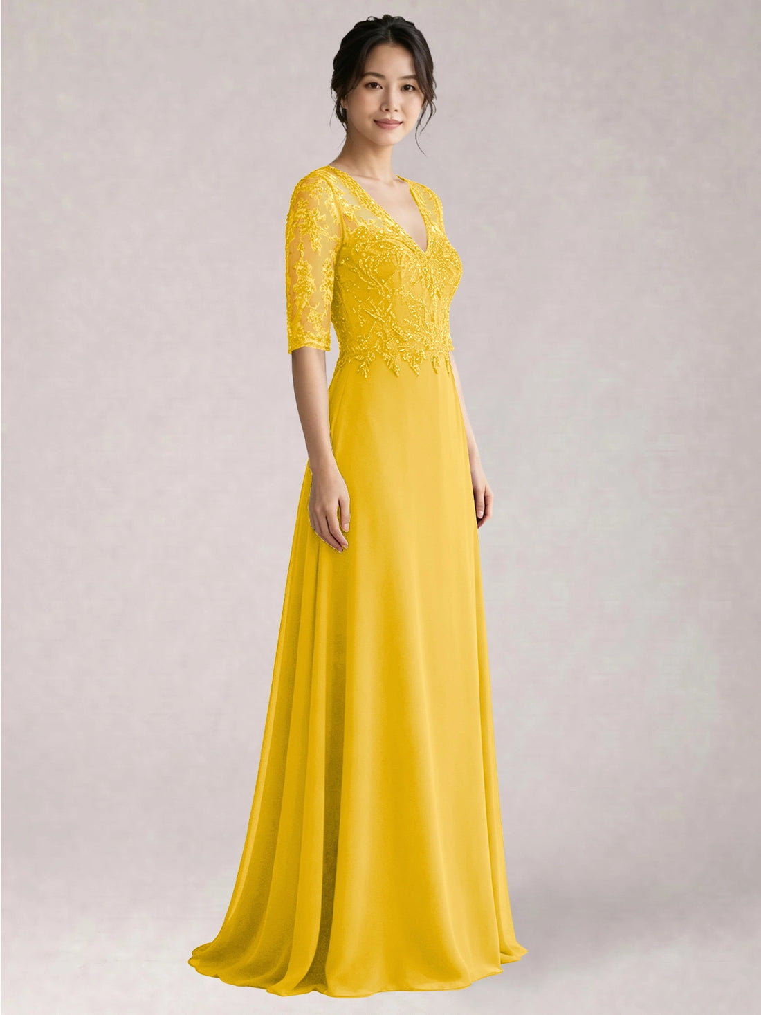 Lace Mother of the Bride Dress with Half Sleeves