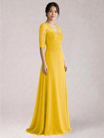 Lace Mother of the Bride Dress with Half Sleeves