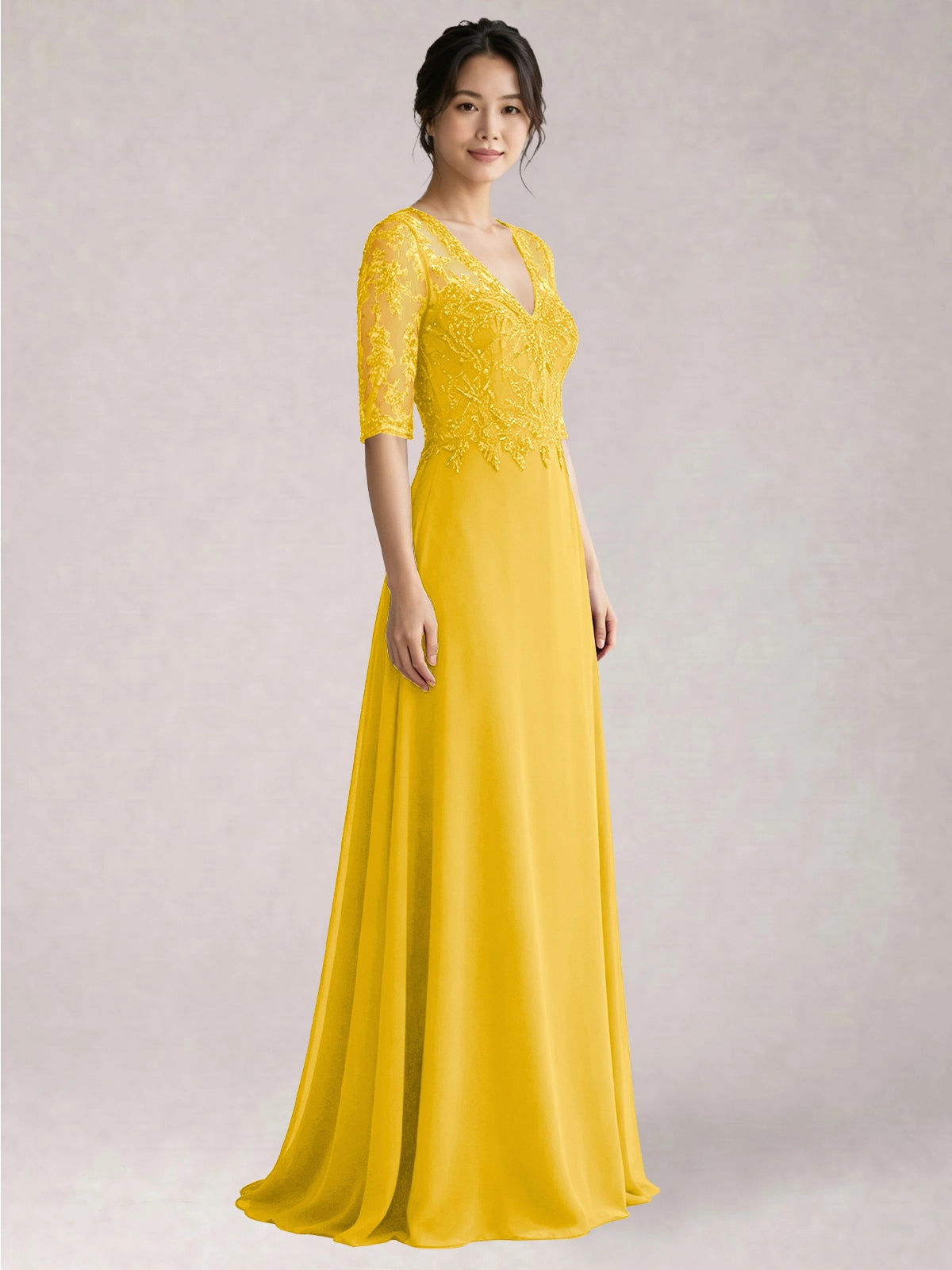 Lace Mother of the Bride Dress with Half Sleeves