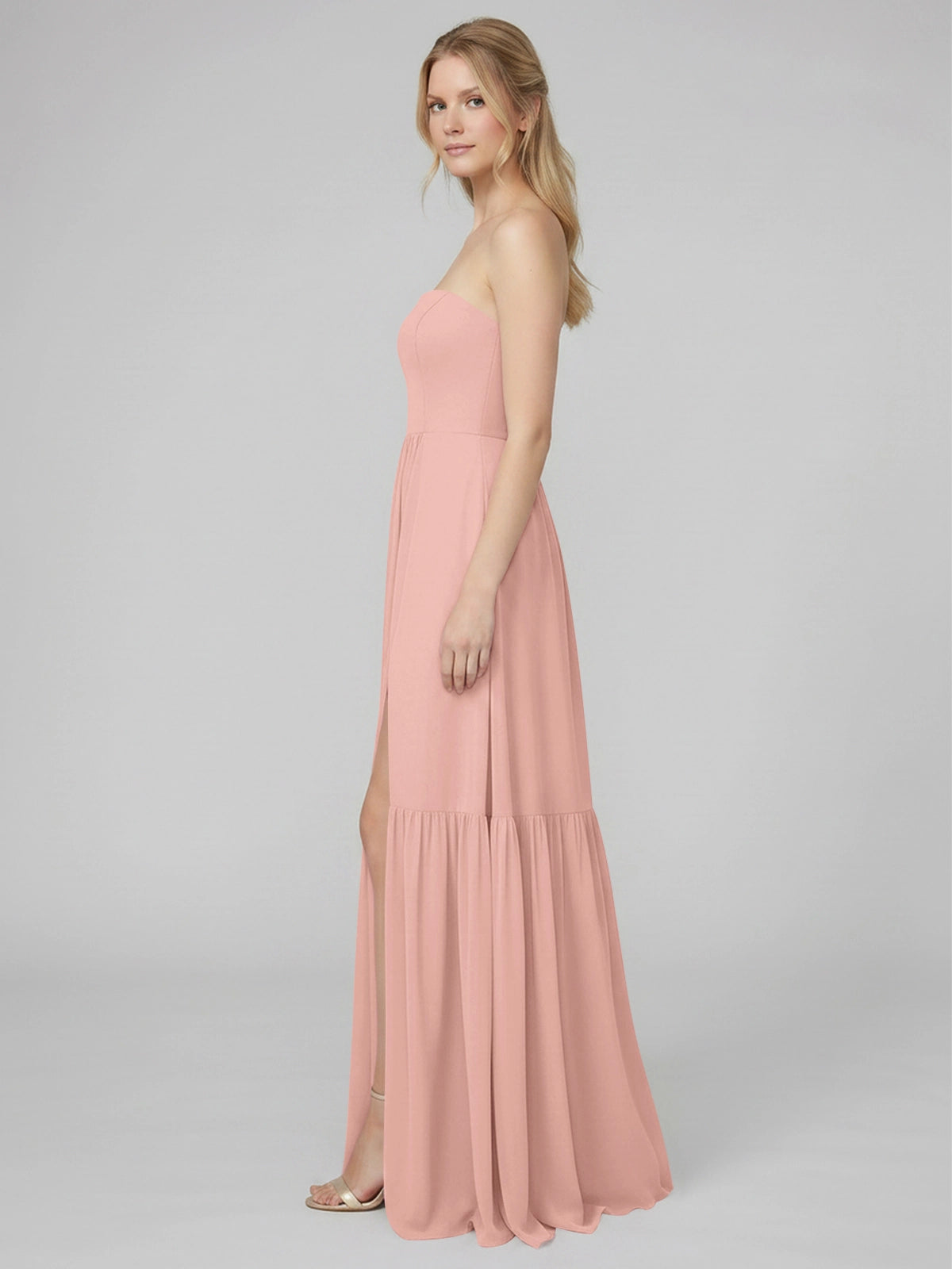 Strapless Bridesmaid Dress with Slit 