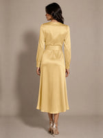 Silk-like Mother of the Bride Dress with Self-Tie Sash 