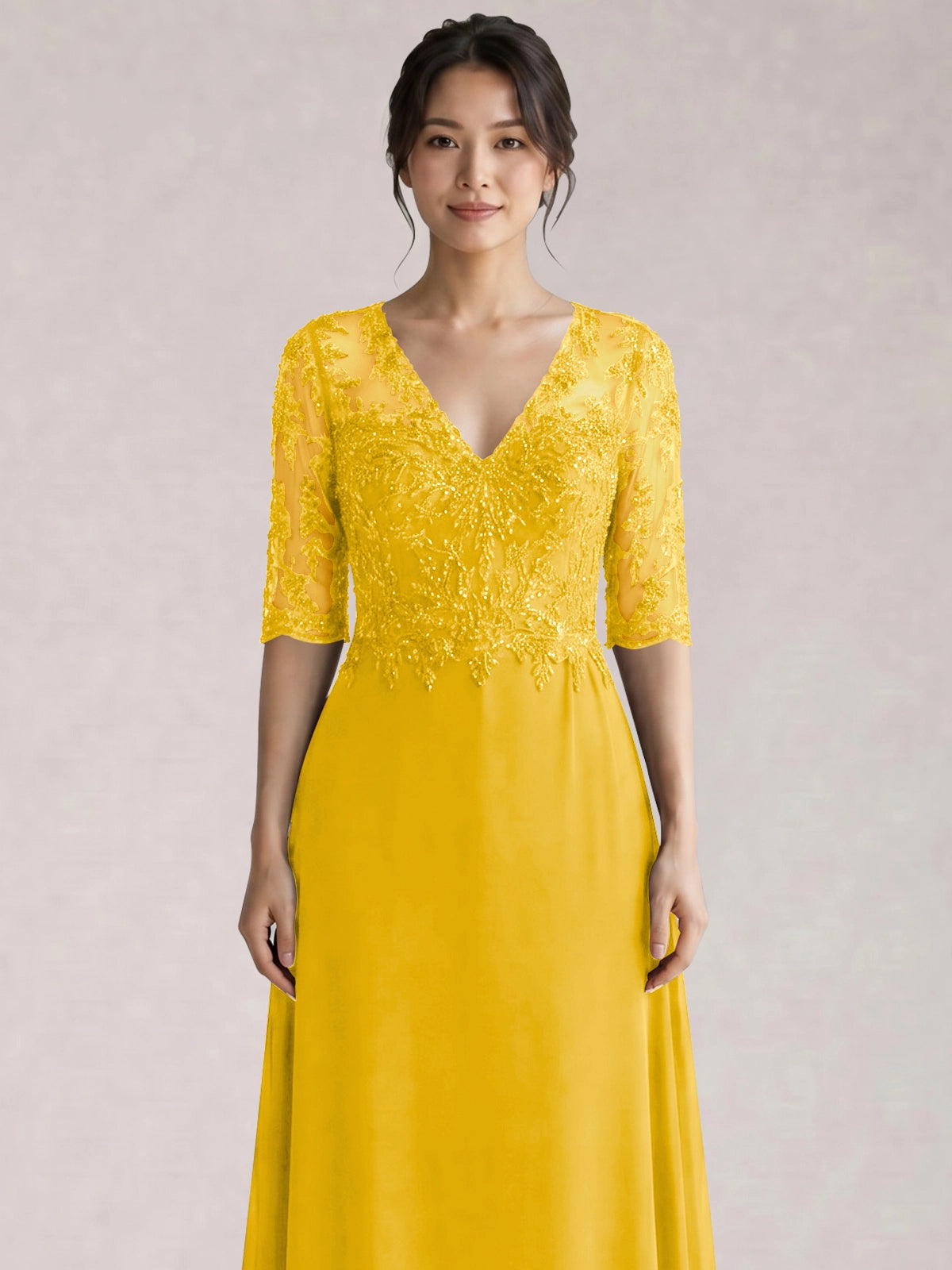 Lace Mother of the Bride Dress with Half Sleeves