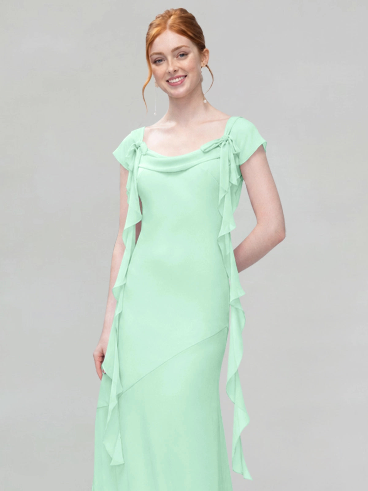 Flowy Ruffle Sheath Bridesmaid Dress 