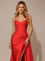Silk-like Prom Dress with Appliques