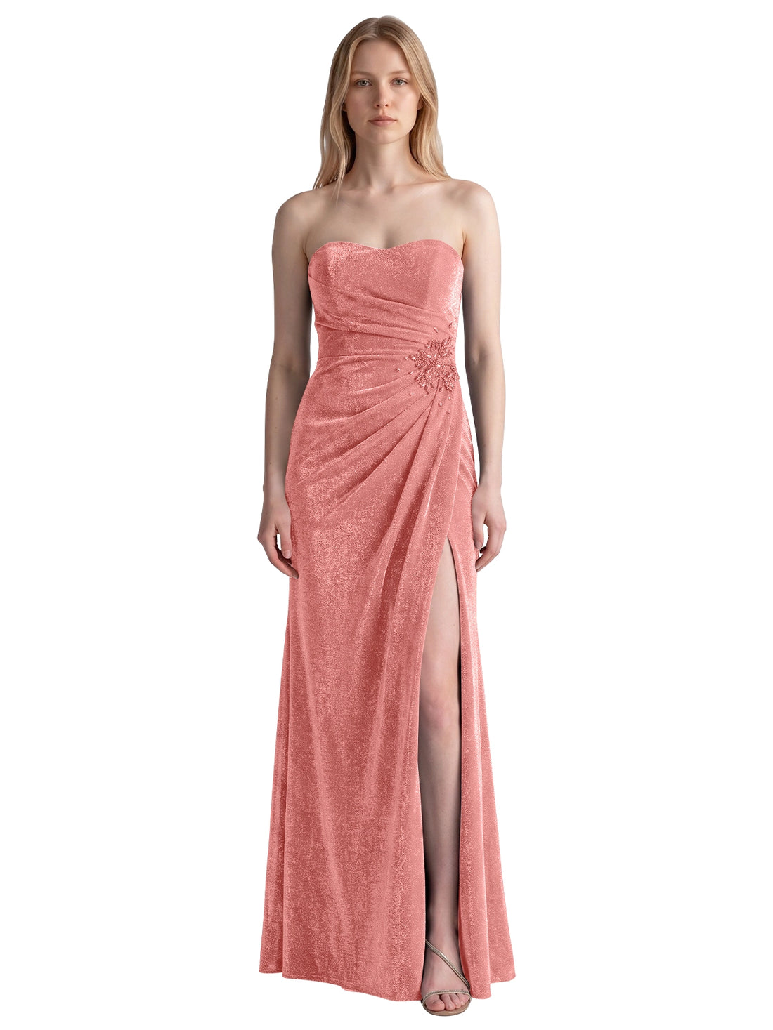 Velvet Prom Dress with Beaded Applique 