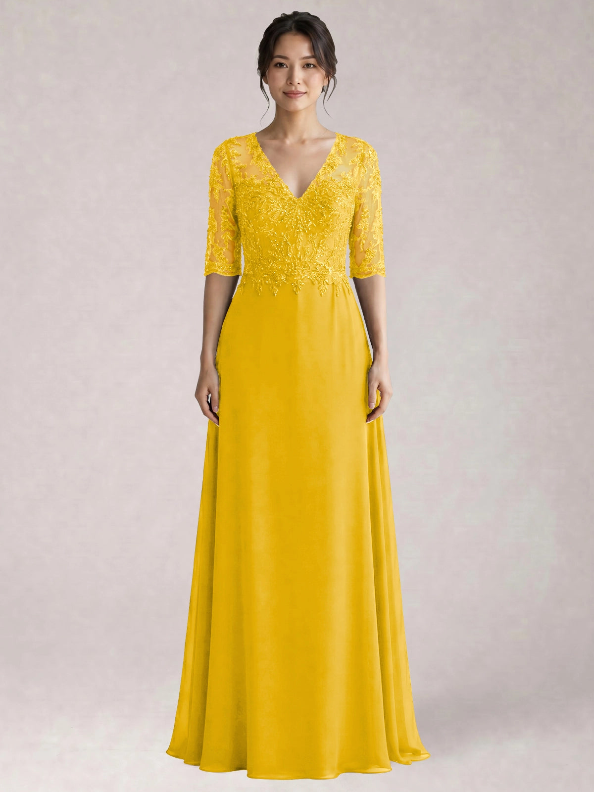 Lace Mother of the Bride Dress with Half Sleeves