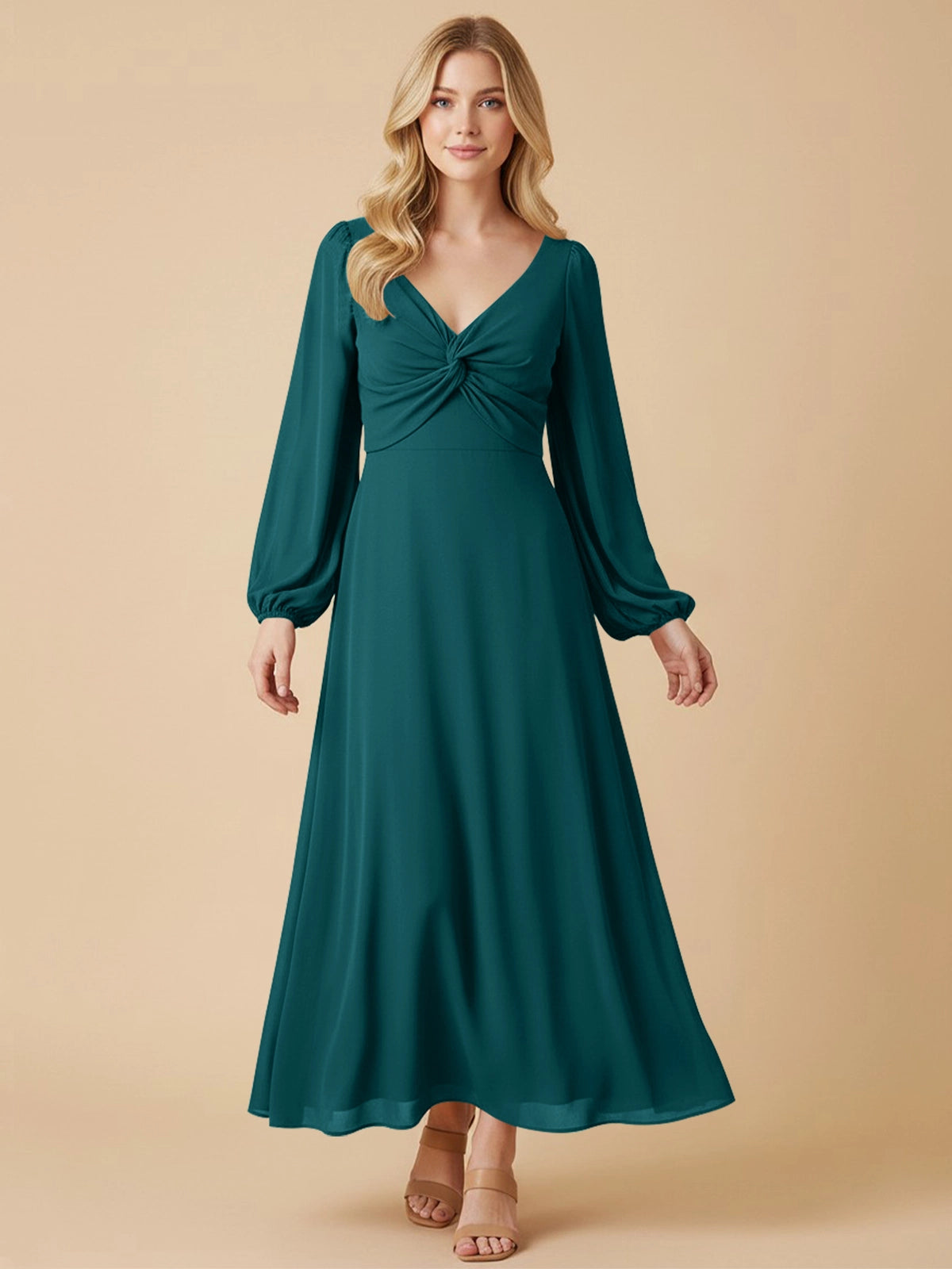 A-line Bridesmaid Dress with Long Sleeves 