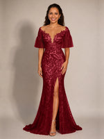 Mermaid Mother of the Bride Dress with V-neck 