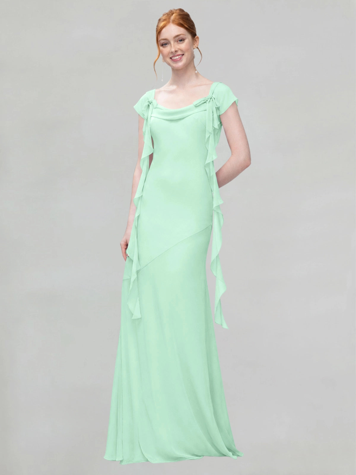 Flowy Ruffle Sheath Bridesmaid Dress 
