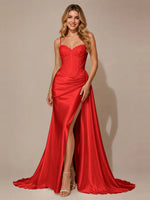 Silk-like Prom Dress with Appliques