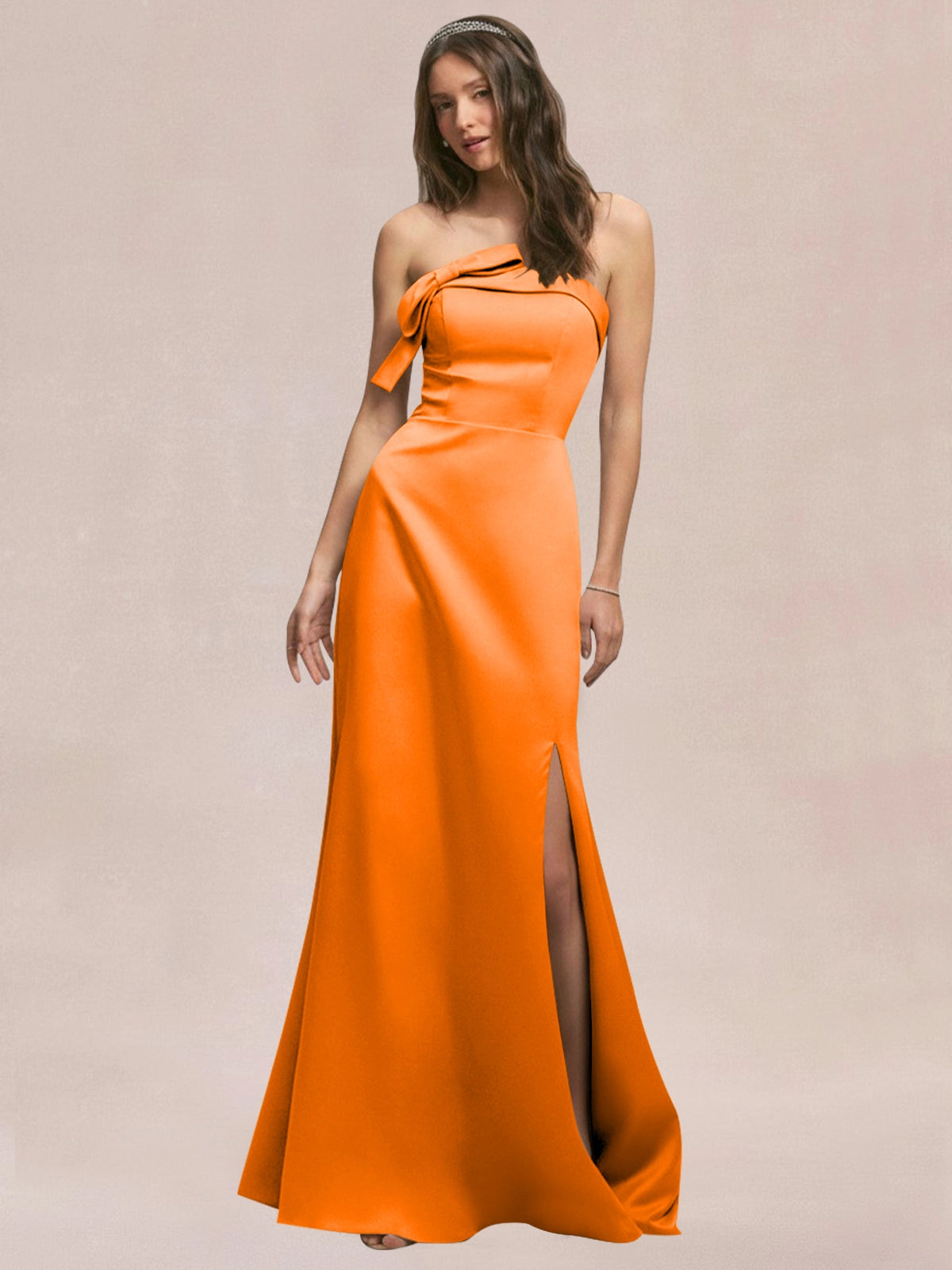 Satin Bow Accent Bridesmaid Dress 