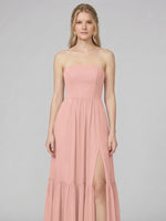 Strapless Bridesmaid Dress with Slit 