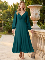 A-line Bridesmaid Dress with Long Sleeves 