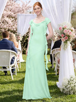 Flowy Ruffle Sheath Bridesmaid Dress 