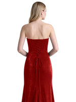 Velvet Prom Dress with Beaded Applique 