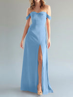 Off-the-Shoulder Slit Bridesmaid Dress 