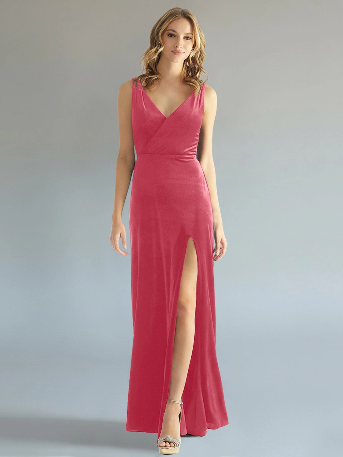 Velvet Bridesmaid Dress with Slit 