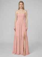 Strapless Bridesmaid Dress with Slit 