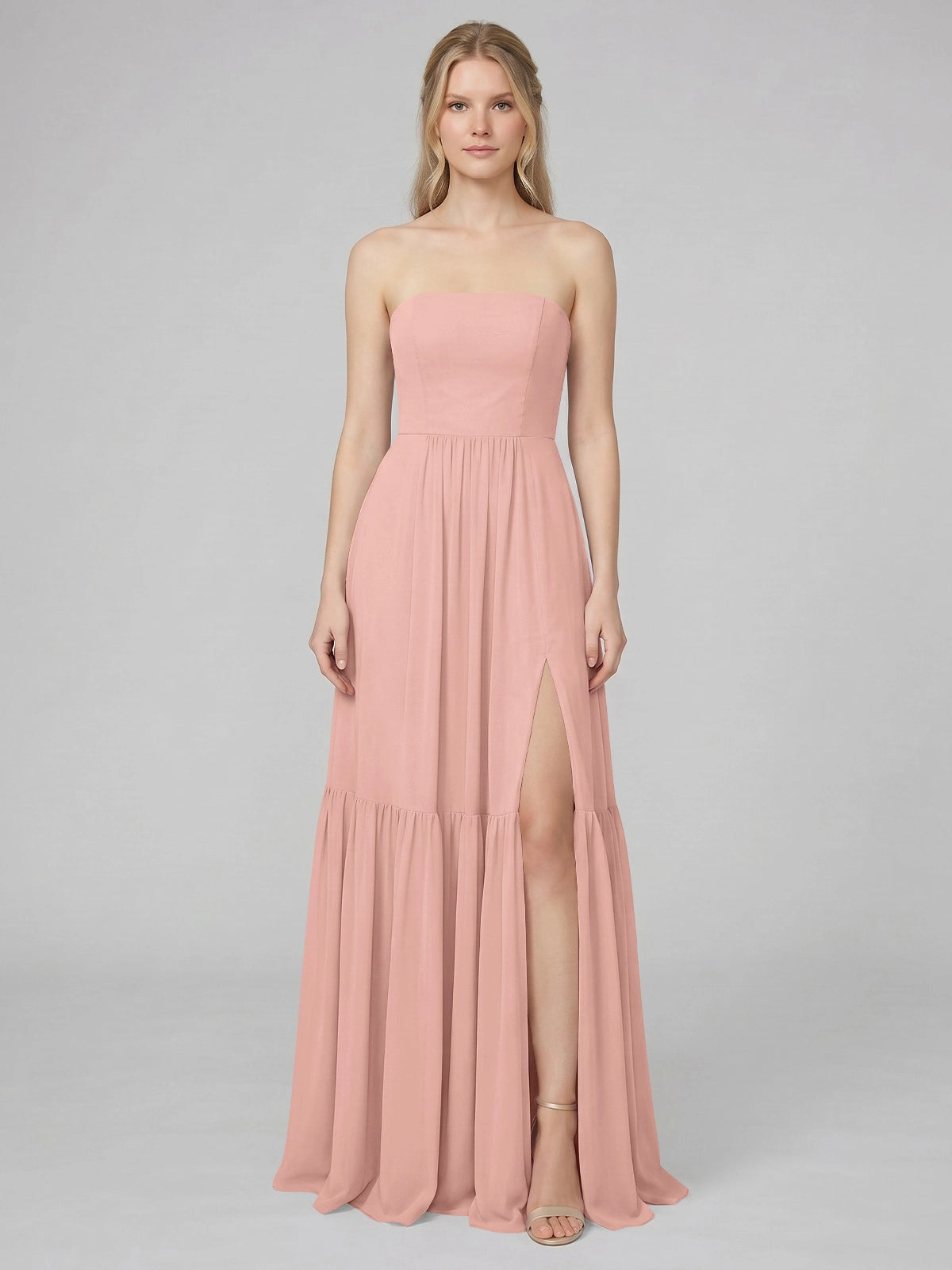 Strapless Bridesmaid Dress with Slit 