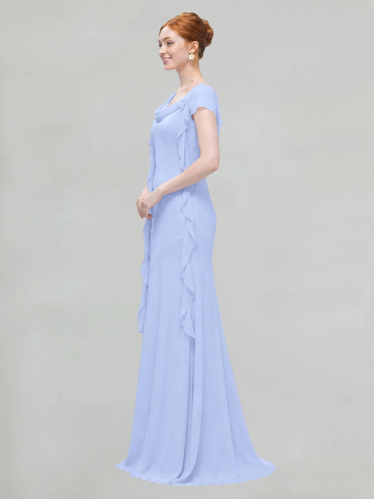 Flowy Ruffle Sheath Bridesmaid Dress 
