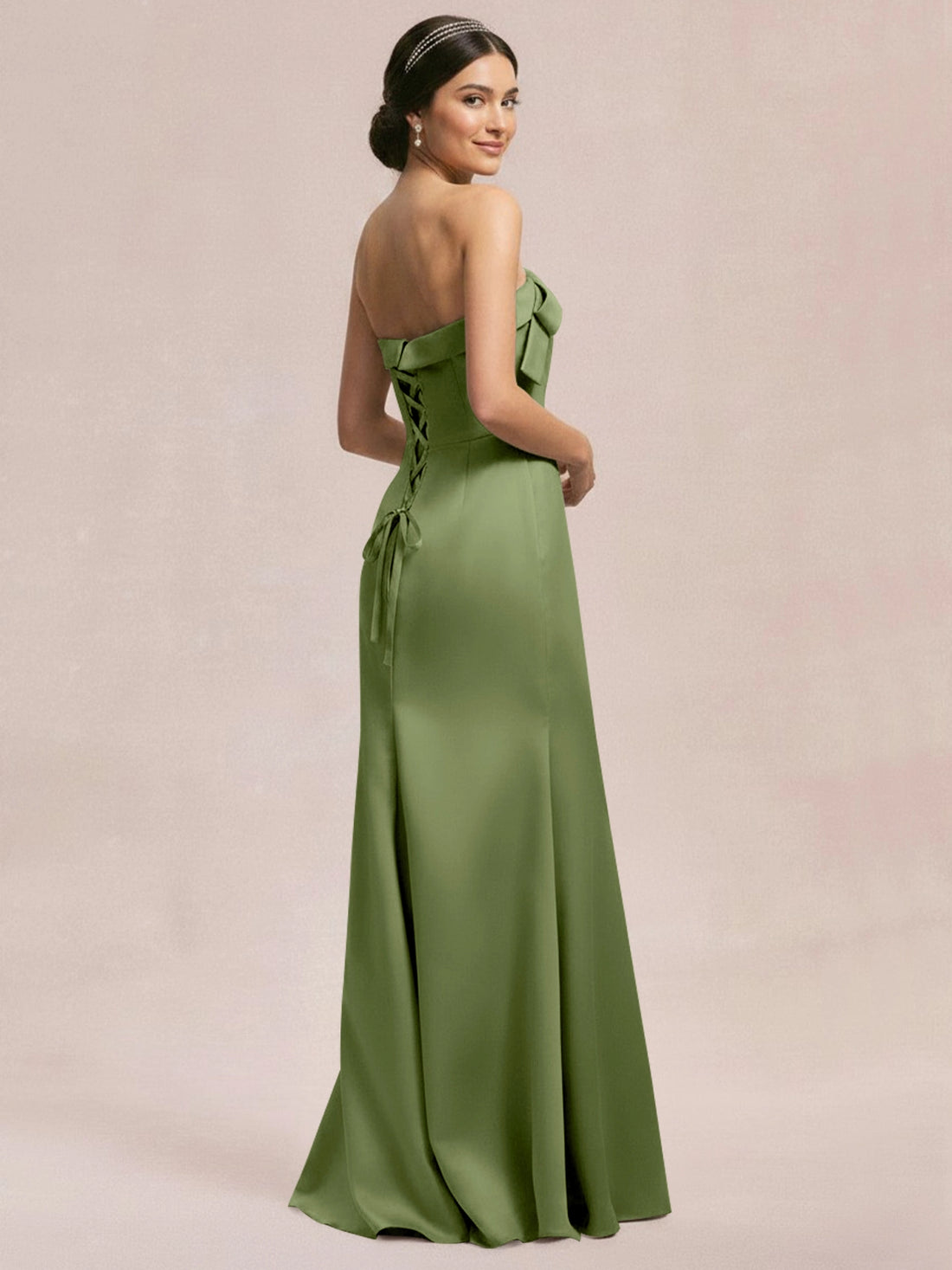 Satin Bow Accent Bridesmaid Dress 