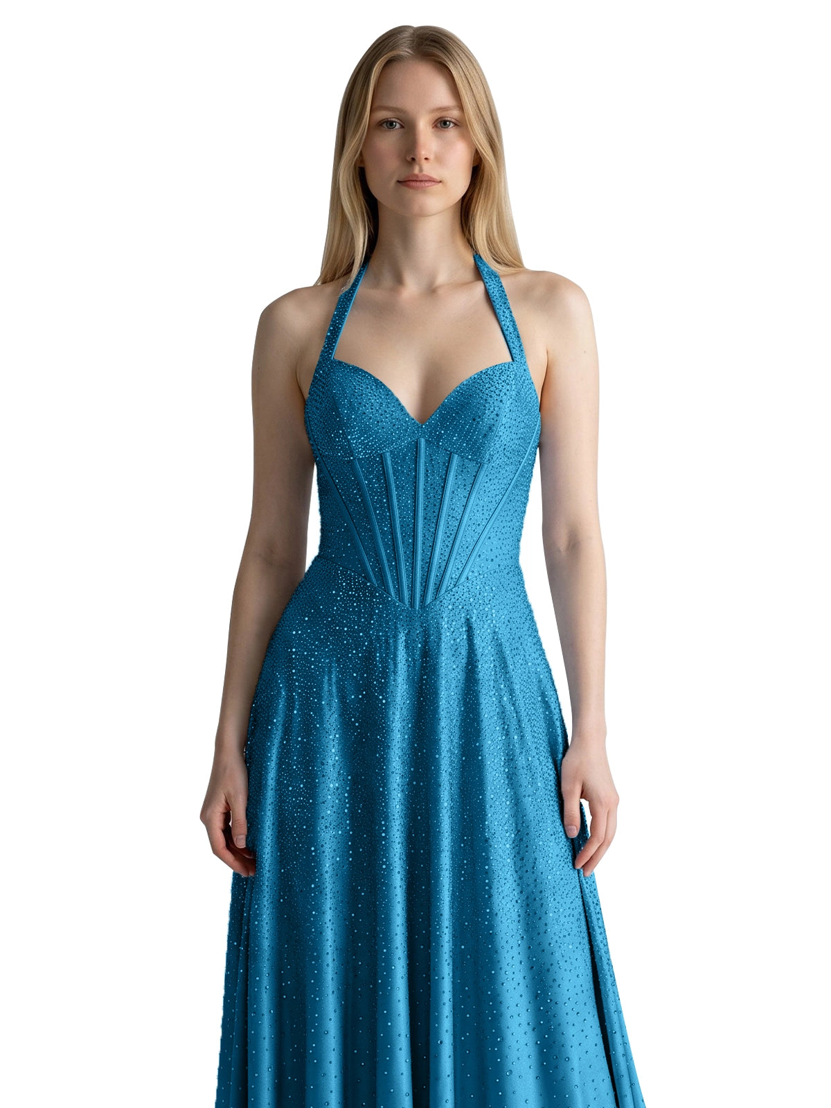 Halter Beaded Prom Dress 